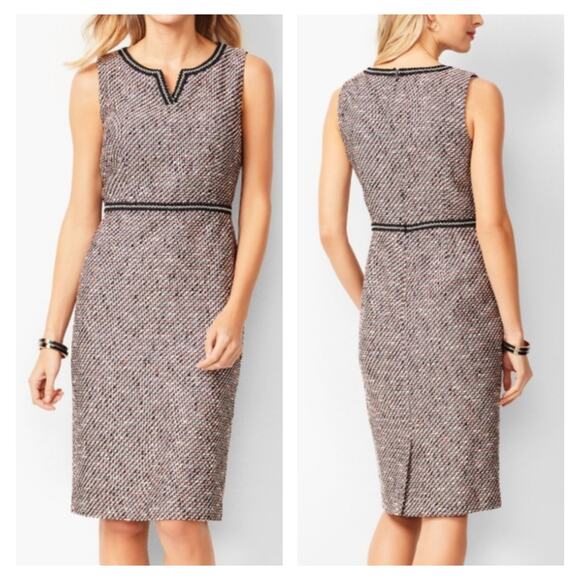 TALBOTS TWEED SPLIT-NECK SHEATH DRESS EUC 20W - Picture 1 of 10